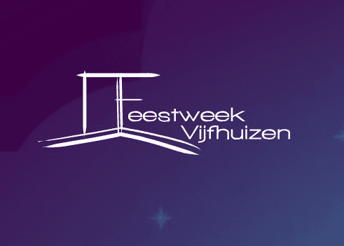 Logo van de Feestweek Vijfhuizen op een paarse achtergrond