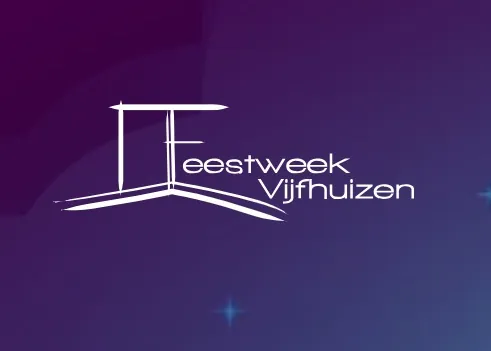 Logo van de Feestweek Vijfhuizen op een paarse achtergrond